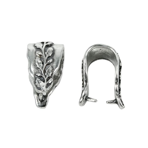 Vine Motif Pinch Bail in Sterling Silver 6mm | LJ957