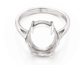 Ring with Oval Prongs Mounting in Sterling Silver 10x13mm | MTR152