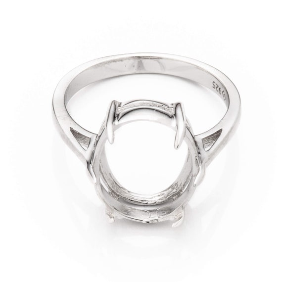 Ring with Oval Prongs Mounting in Sterling Silver 10x13mm MTR152