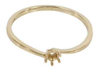 Anillo de oro de 14 quilates con banda descentrada para piedras redondas de 3 mm / MTR561K14