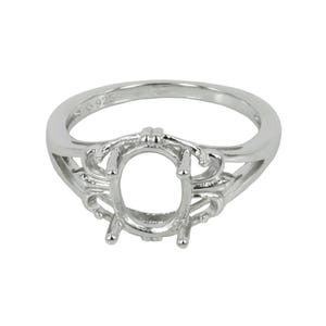 Fleur de Lys Ring with Oval Prongs Mounting in Sterling Silver - Various Sizes | MTR201 MTR567-MTR570