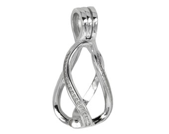 Spiral Pear Shape Cage Pendant with Incorporated Bail in Sterling Silver 8mm | MTP953