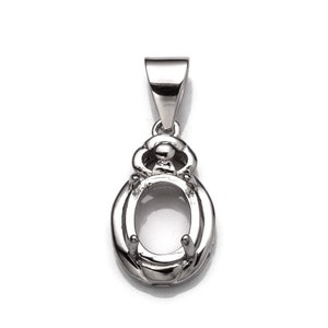 Colgante con montura ovalada y enganche en plata de ley 8 x 10 mm / MTP103