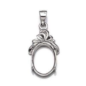 Colgante ovalado con montura ovalada y enganche en plata de ley 10 x 13 mm MTP559