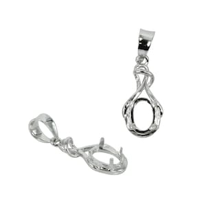 Colgante ovalado decorado en plata de ley para piedras de 5 x 7 mm MTP323