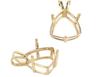 14K Gold Basket Pendant Setting with Triangular Prongs Mounting including Split Bail - Various Sizes | MTPK14 810 812-820