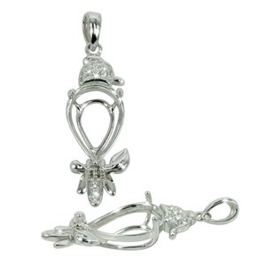 Eagle Pendant with CZ&#39;s in Sterling Silver for 10x14mm Pear Stones | MTP1235