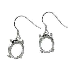 Ear Wires with Oval Basket Setting in Sterling Silver | EW724-EW727 EW729