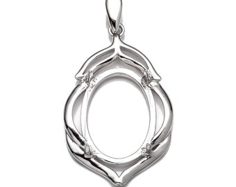 Pear Pendant with Oval Mounting and Bail in Sterling Silver 13x18mm | MTP600