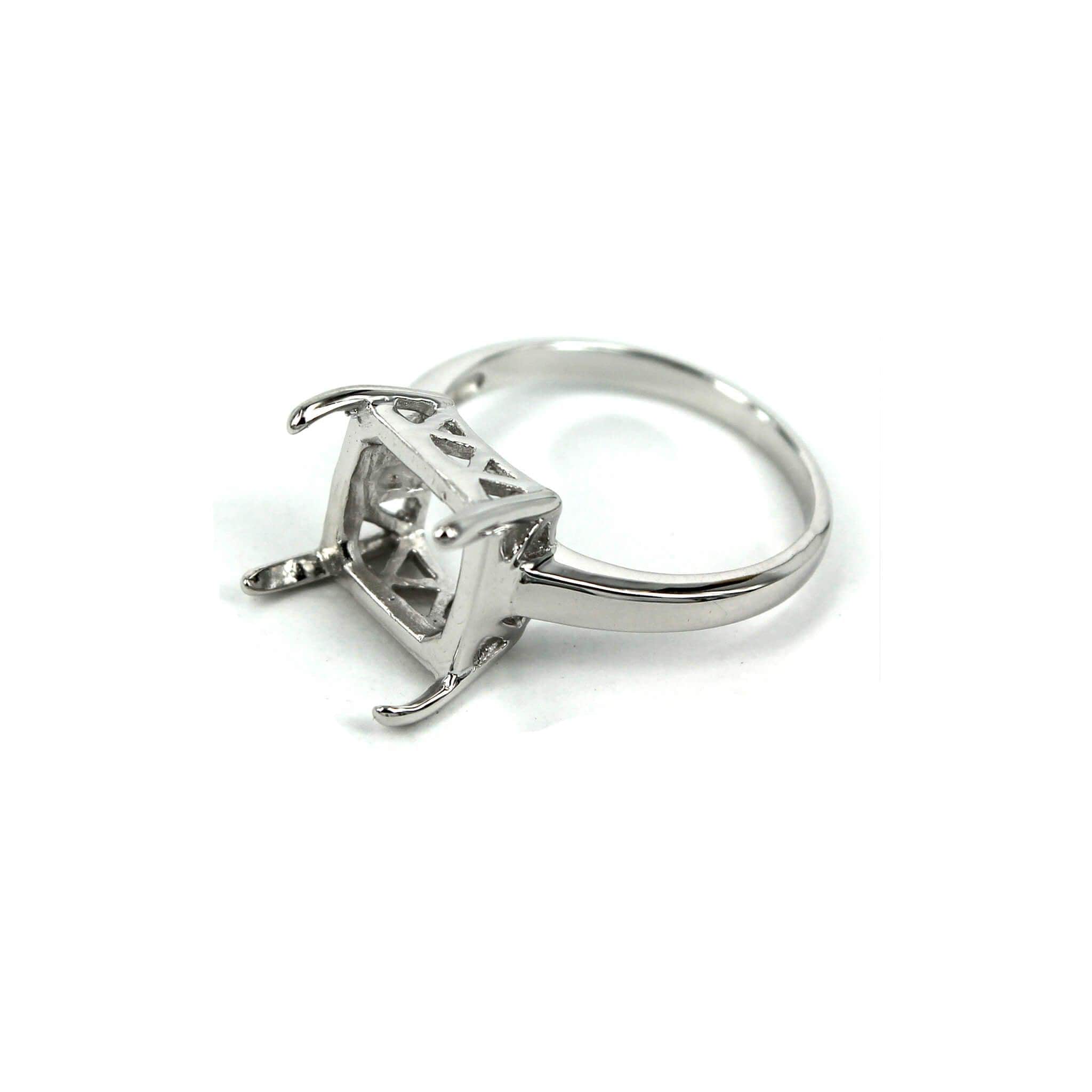 Square Ring with Square Mounting in Sterling Silver for 10x10mm Stones | MTR191B