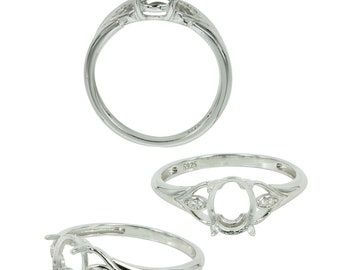 Verjüngter Ring aus Sterling Silber für 6x8mm Ovalsteine | MTR516
