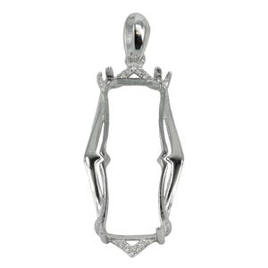 Ciondolo rettangolare con zirconi cubici incastonati a zigzag, anello saldato e cauzione in argento sterling 10 x 25 mm / MTP998