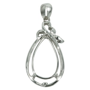 Ciondolo a goccia con motivo a nastro in argento sterling per pietre a forma di pera da 10 x 15 mm MTP1233