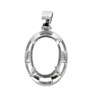 Colgante ovalado con aro y enganche en plata de ley 10 x 14 mm MTP954