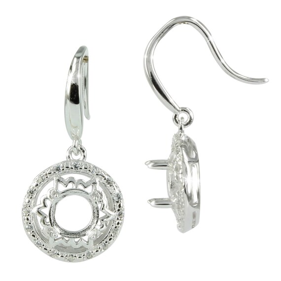 CZ Halo Earrings With Round Setting in Sterling Silver for 6mm