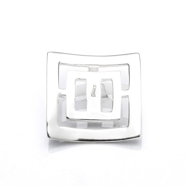 Square Pendant with Peg Mounting in Sterling Silver 7mm | MTP495