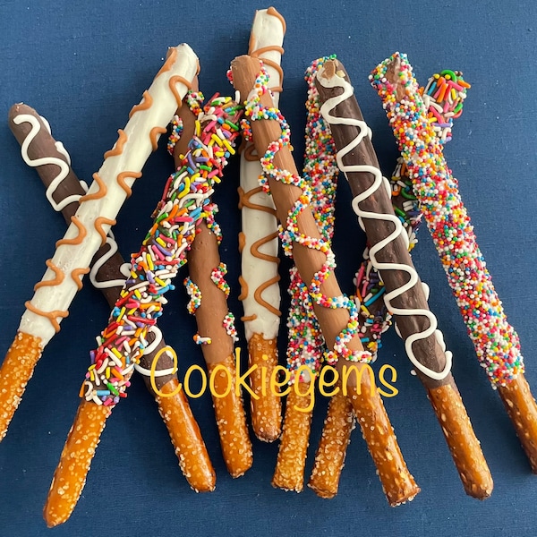Chocolate Covered Pretzel Rods Etsy