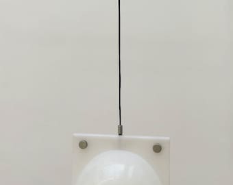 Orione chandelier designed by Lampa Brazzoli for Guzzini, vintage space age, 1970s, in white acrylic