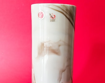 Murano marbled glass vase vintage space age design Yalos beige vase italian glass