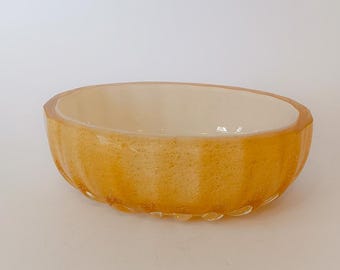 Murano glass centerpiece bowl cup gold leaf vintage design Seguso