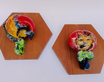 Pair of San Polo Venice ceramic coat hooks, vintage, Mid-Century modern design