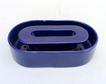 Blue ceramic vase Lesa ceramiche vintage space age design 70s Mangiarotti era