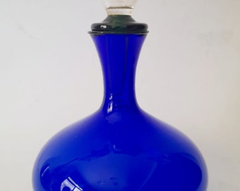 Blue Murano glass bottle design Gabbiani Venezia vintage Italian glass vase