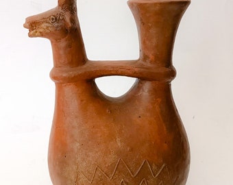 Rare terracotta sculpture design Vincenzo Mandara vintage pourer vase jug
