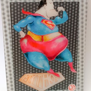 Superman Mythos von Yaros, 3D-Effektdruck auf Plexiglasrahmen mit signierter Postkarte
