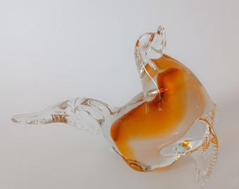 Murano Glass Seal Figure Statuette with Aventurine Gold Leaf Vintage Sculpture