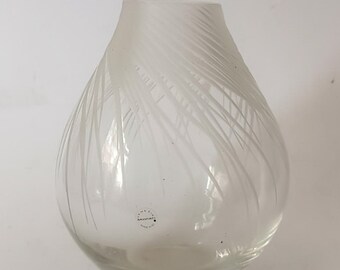 Salviati Venezia vase en verre transparent gravé design vintage fleurs de Murano