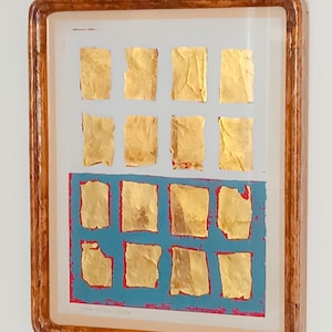 Remo Bianco Composizione Tableaux Dores 1956 serigrafia con cornice in radica quadro