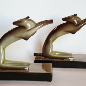 Tarcisio Tosin bookends pair bookends ceramic greyhounds La Freccia 30s 1934 Art deco