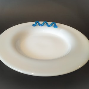 Bandeja venini com design de placa de vidro branco vintage Barbini Murano peça central