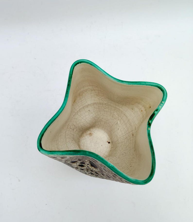 Jarrón de cerámica Vallauris diseñado por Marius Bessone, vintage, estilo moderno de mediados de siglo, época Capron. imagen 8