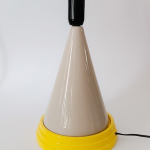 Mas Ceramica base for vintage table lamp Memphis Sottsass inspired yellow grey