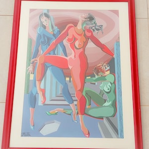 Gino Marotta tempera su carta Naked Woman quadro opera unica arte moderna italiana