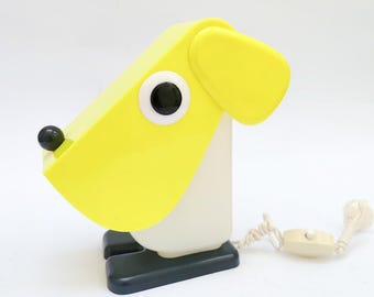 Rufus Dog Vintage Table Lamp designed by Fernando Cassetta Tacman, Space Age, 1970s, Yellow