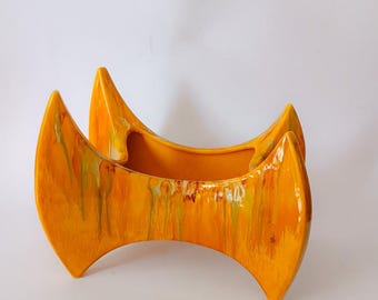Stunning Bertoncello Big Size Yellow Fat Lava Vintage Space Age Design 70s Brutalist Ceramic Vase