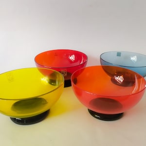 4 cups Murano glass cups Lip Design Marcello Furlan 1987 vintage multicolor glasses