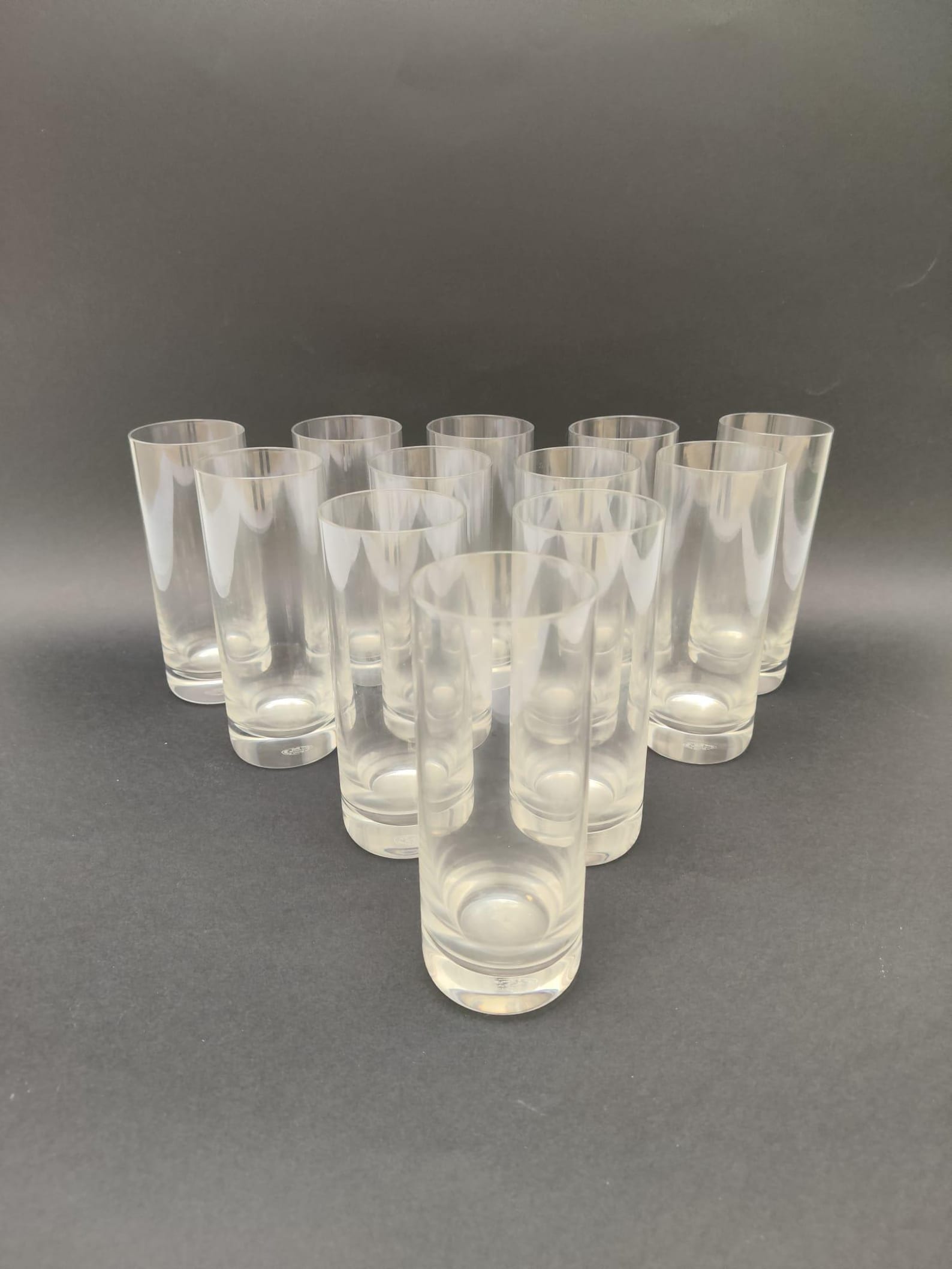Baccarat France set of 12 cylindrical glasses, height 15 cm