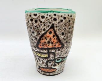 Vallauris ceramic vase designed by Marius Bessone, vintage, mid-century modern, Capron era