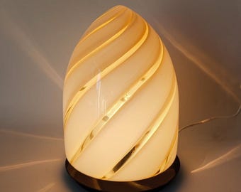 Fabbian Murano Glass Egg Swirl Table Lamp Vintage Italian Design