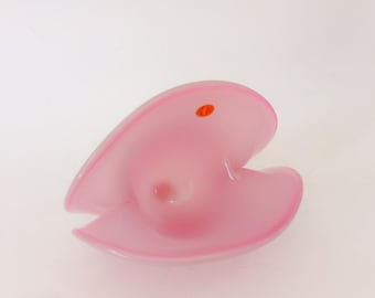 Vintage pink Murano glass shell shaped vase Seguso design 60s 70s centerpiece