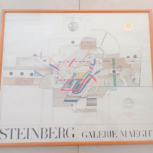 Saul Steinberg Ticket Poster Original Lithographie Erstausgabe 1970er Jahre Galerie Maeght Frankreich