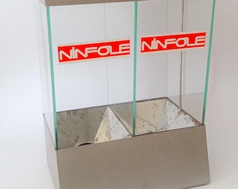 Vintage 70s bar countertop coffee bean or powder dispenser aluminum double dispenser Ninfole
