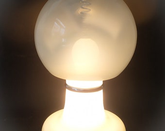 Rare double white Murano glass lamp Design Mazzega vintage space age Carlo Nason Birillo 70s chrome
