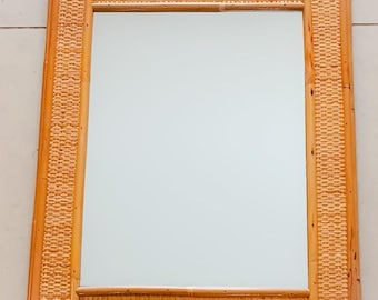 Bamboo wall mirror design Dal Vera vintage midcentury home decor rattan wicker woven