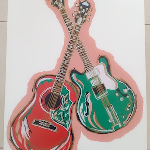 Beny Giansiracusa Incontro generazionale  Made in Italy quadro grafica pop art 50x70 cm chitarra