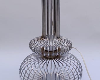 Vintage space age tubular chrome table lamp, Reggiani design, 1970s